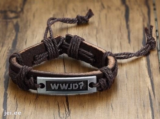 Pruun nahast käepael ''WWJD?'' – Käepaelad, Tallinn